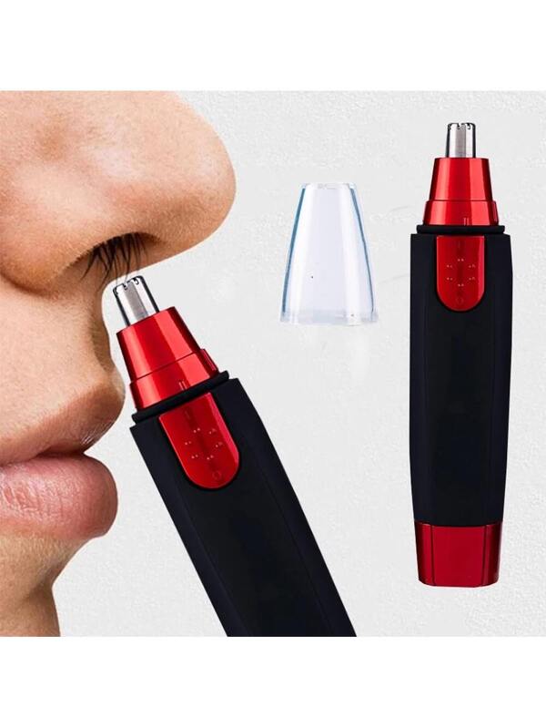 Nose Hair Trimmer, 1PC Electric Nose Hair Trimmer, Professional Painless Nose And Ear Hair Trimmer For Women Men Waterproof Stainless Steel Head Dual Edge Blades Nose Hair Remover Mute Efficient Battery-Operated Easy Cleansing, For Eyebrows, Neckline, Nose & Ear Hair, Precision Detail Trimming Red