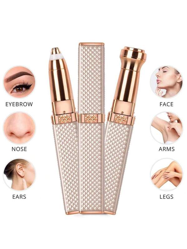 Electric Eyebrow Trimmer For Women Usb Rechargeable, 2 In 1 Nose Hair Trimmer & Eyebrow Razor, Mini Depilator, And Lipstick Shape Epilator Cordless Hair Shaver, Ideal Lady Gift & Quality Assurance Rose Gold