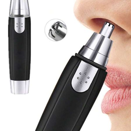 Water Resistant Nose Hair Trimmer For Men And Women - Painless Ear And Facial Hair Removal With Dual Edge Blades And Mute Motor Black