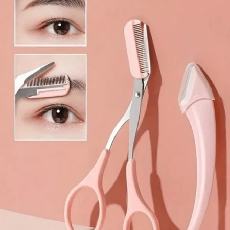 2pcs Eyebrow Trimmer Scissor With Comb Lady Woman Men Hair Removal Grooming Shaping Stainless Steel Eyebrow Remover Makeup Tool Hair Removal,Face Hair Removal,Hair Trimmer,Hair Trimmer,Barber Supplies,Haircut,,Bag,Organizer,Storage,Hair Accessaries Multicolor