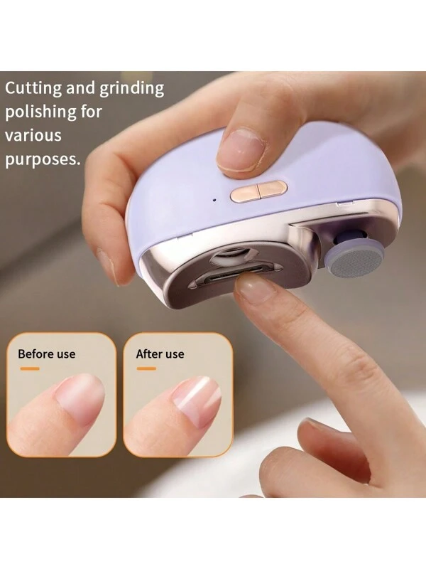 2-In-1 Rechargeable Electric Nail Clipper And Polisher - USB Charging , Smart Electric Nail Clipper With Anti-Pinch, Nail Polishing, Illumination, And Grinding Functions, The Whole Family Can Use It With Peace Of Mind Multicolor