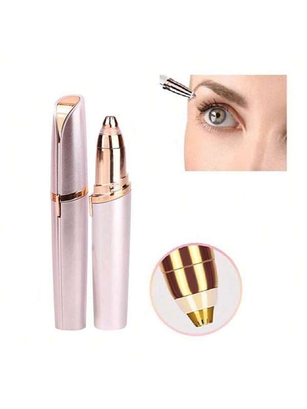 1PC  Rechargeable Electric Eyebrow Trimmer, Ladies' Eyebrow Trimmer, Nose Hair Trimmer, Remover, Multifunctional Body Hair Trimmer, Brush Remover, Lipstick Shaped, Used For Eyebrow And Facial Hair Trimming(Charging Model) Rose Gold