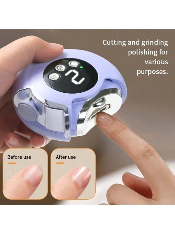 1pc Portable Handheld 2 In 1 Electric Automatic Nail Clipper Polishing Fingernail Trimmer Manicure, Advanced Smart Nail Care Pro - Anti-Pinch, With LED Light, Effortless Fingernail Trimming And Shaping For A Salon-Quality Manicure At Home, High-End Gift Box Multicolor