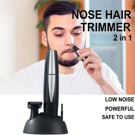 2-In-1 Nose & Sideburn Hair Trimmer For Men - Nose Hair & Hair Remover Tool Black