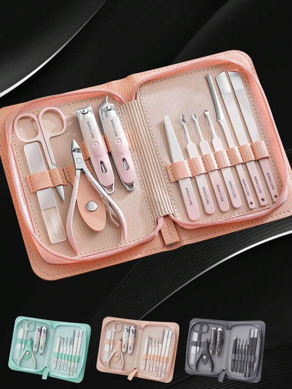 12pcs/Set Manicure And Pedicure Set: Stainless Steel Nail Clippers, Cuticle Trimmer, Ear Picker - Modern Travel Beauty Set With Storage Bag, Nail Clipper Set Manicure Set Multicolor