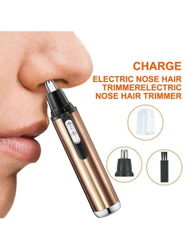 1pc 12.7cm Aluminum Metal Electric Battery Type Eyebrow Shaver Nose Hair Trimmer Gold